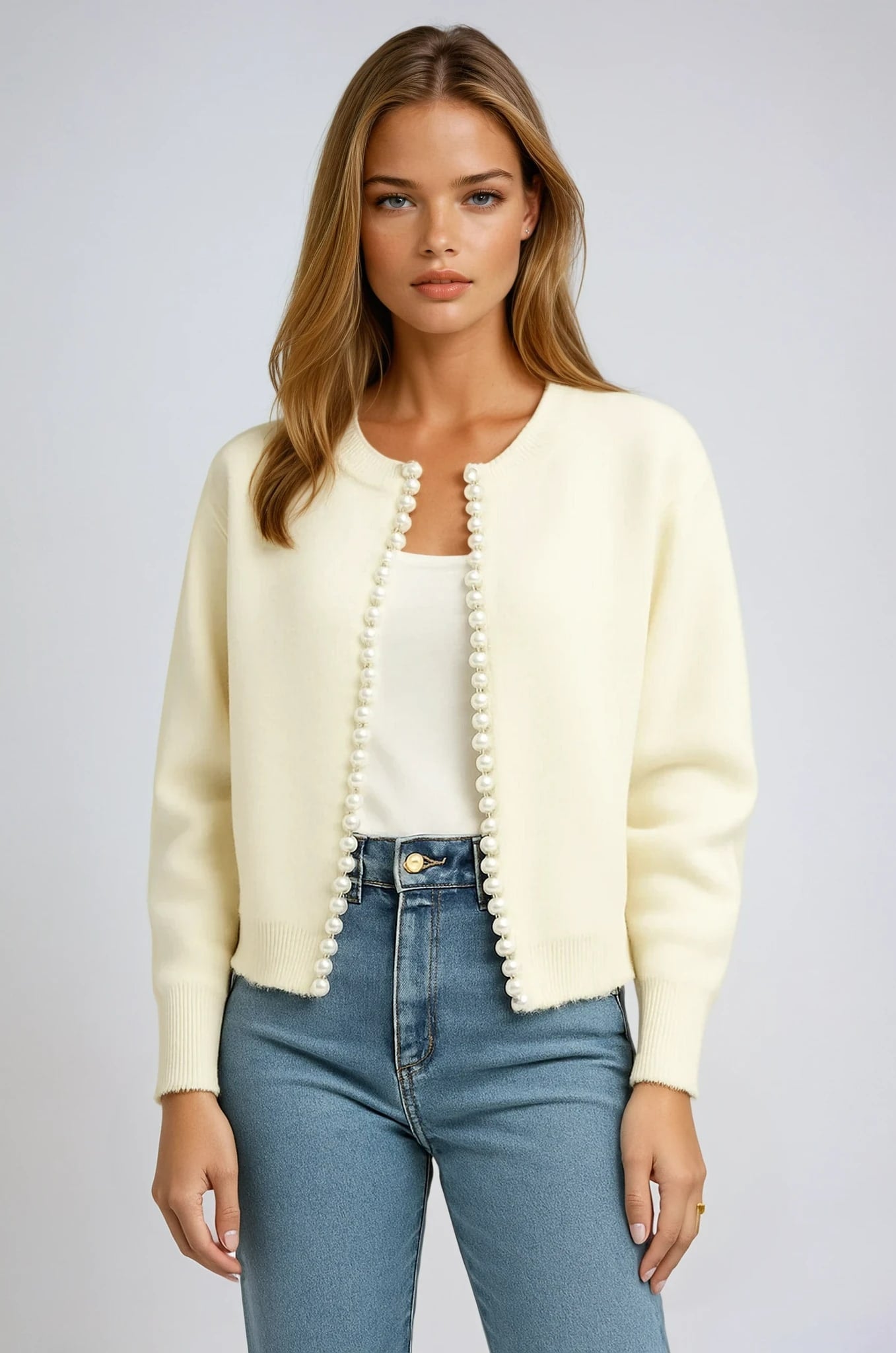 Diantha Pearl Trim Knit Cardigan