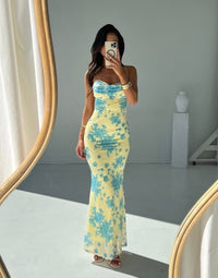 Ines Floral Wedding Guest Cowl Neck Cami Maxi Dress