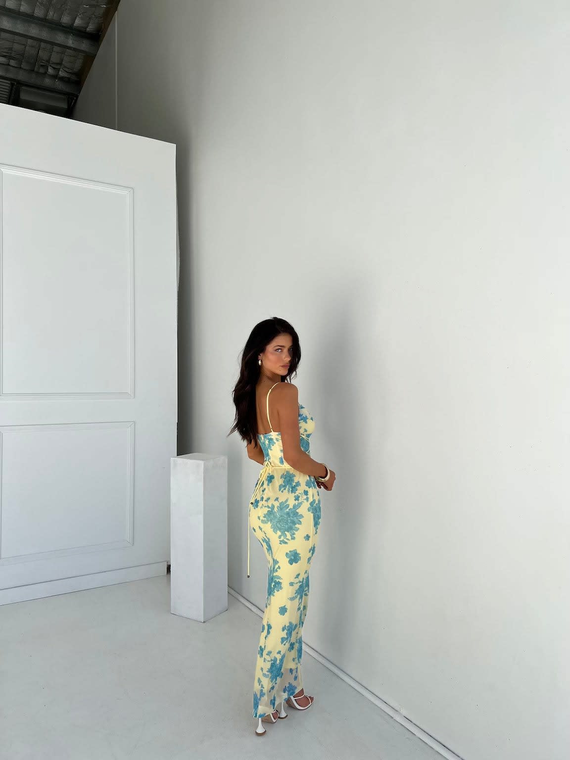 Ines Floral Wedding Guest Cowl Neck Cami Maxi Dress