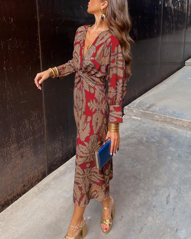 Octavia Long Sleeve Floral Print Wedding Guest Maxi Dress