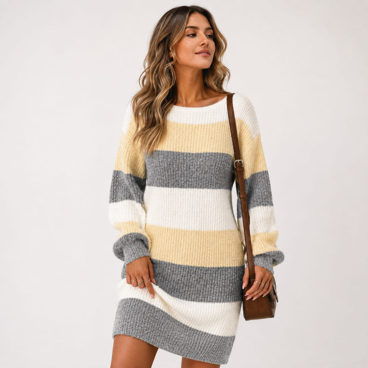 Kirsten Striped Color Block Sweater Dress_1