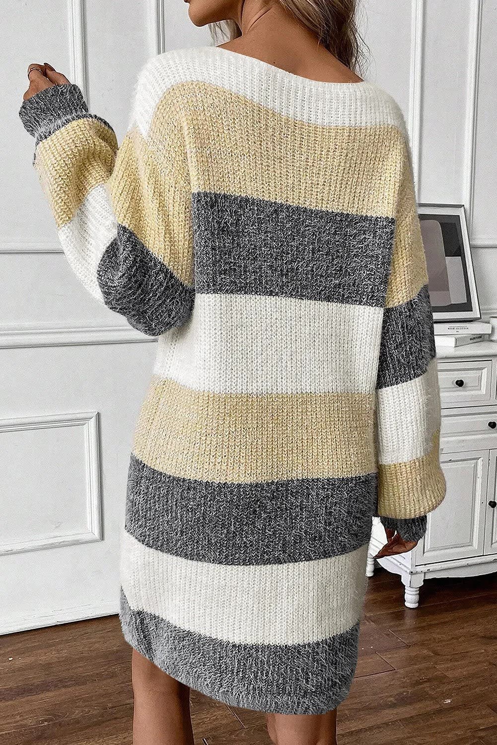 Kirsten Striped Color Block Sweater Dress_4