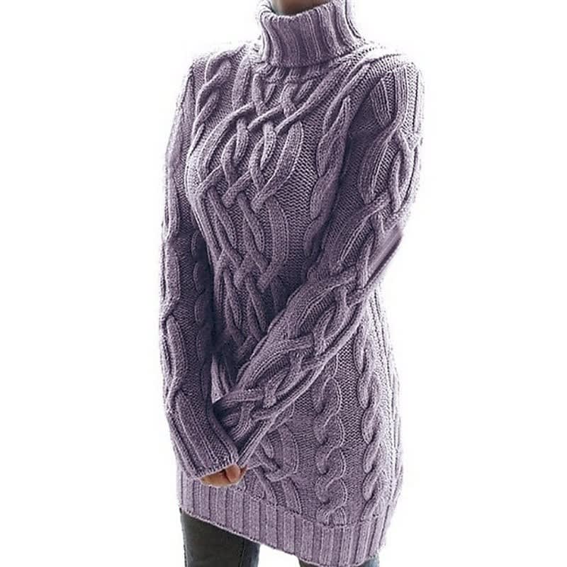 Justine Cable Knit Turtleneck Mini Dress_4