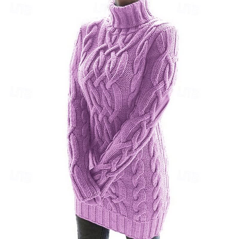 Justine Cable Knit Turtleneck Mini Dress_5