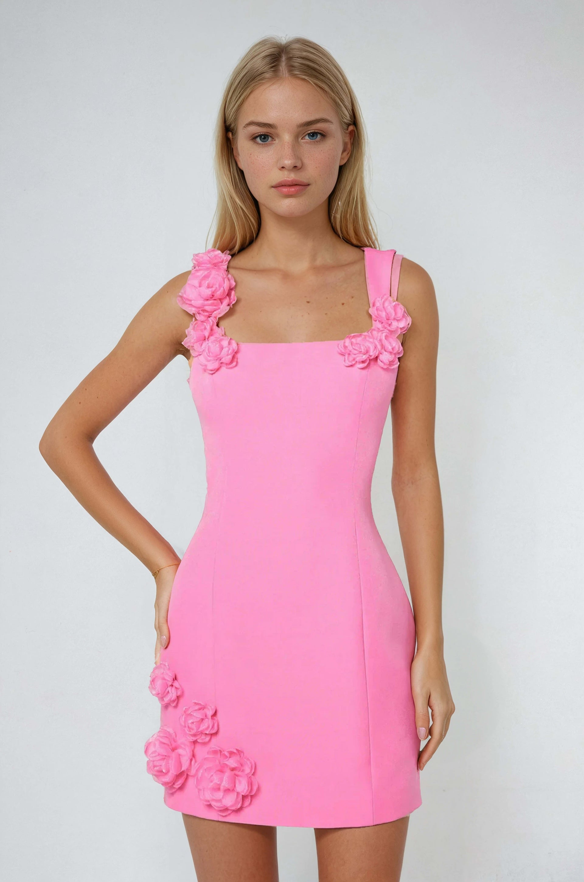 Fallon Floral Applique Cocktail Mini Dress