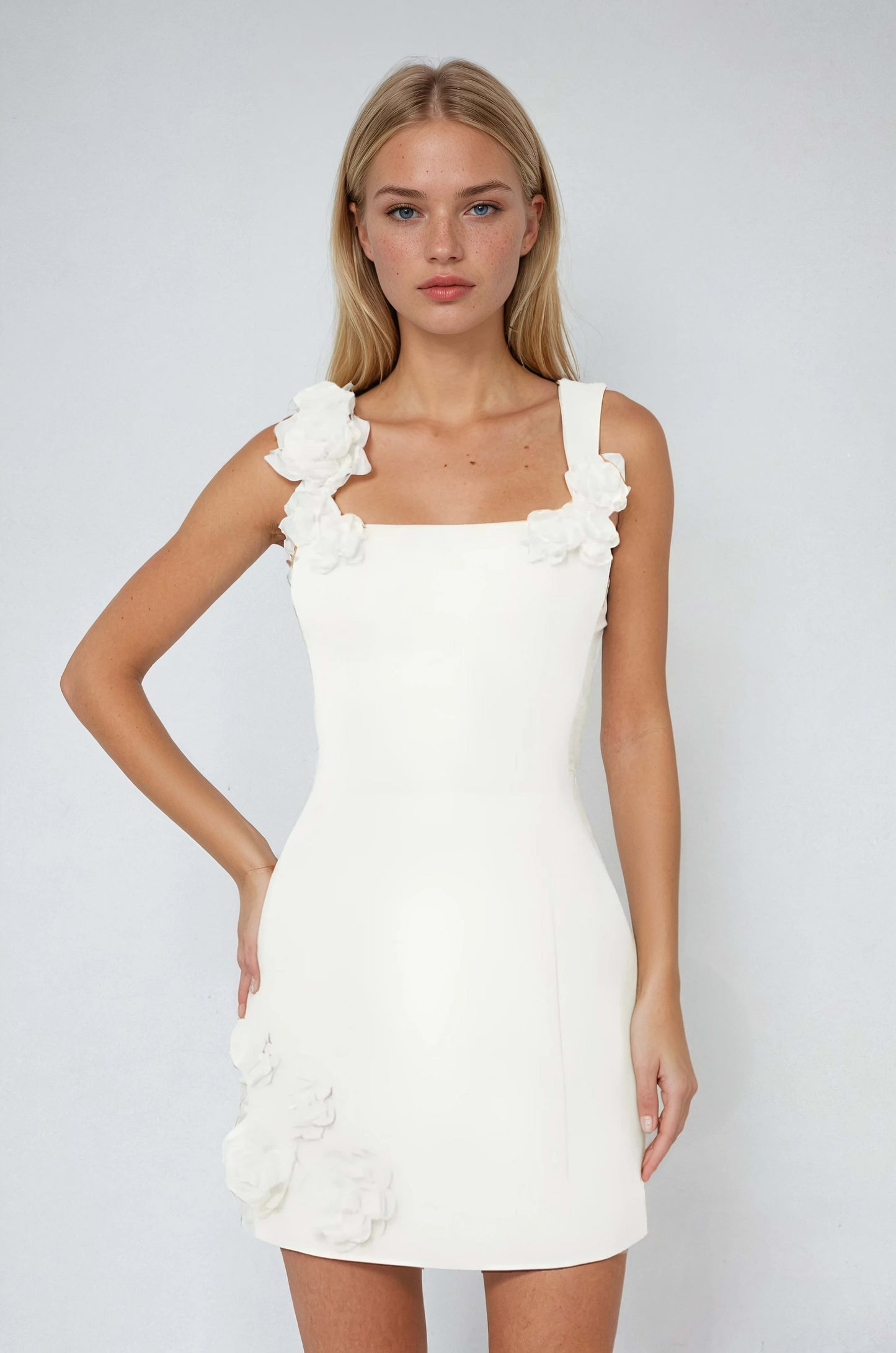 Fallon Floral Applique Cocktail Mini Dress_5