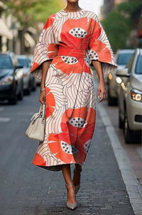 Alyssa Floral Kimono Sleeve Midi Dress with Belt