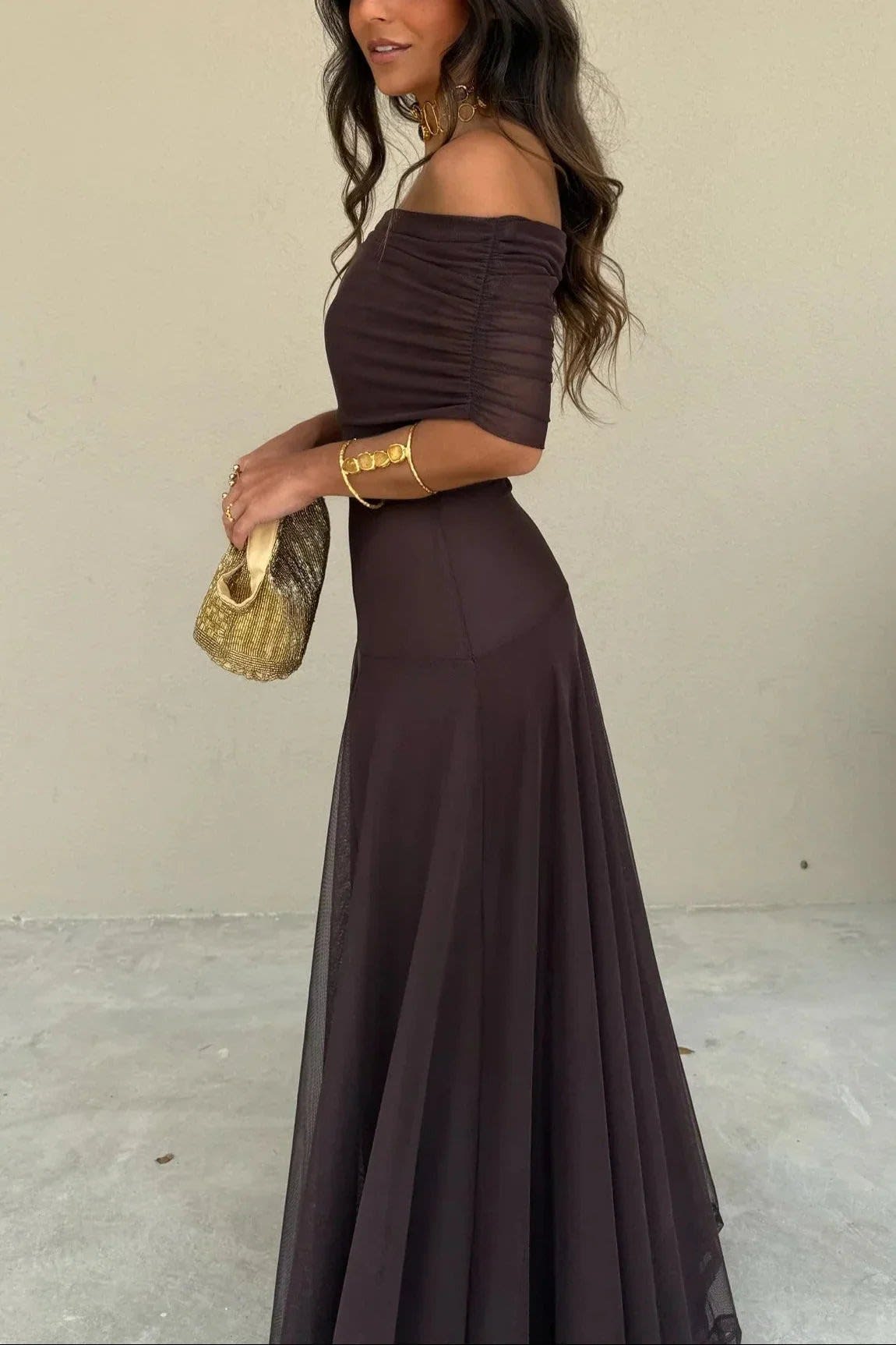 Elena One Shoulder Ruched Maxi Dress