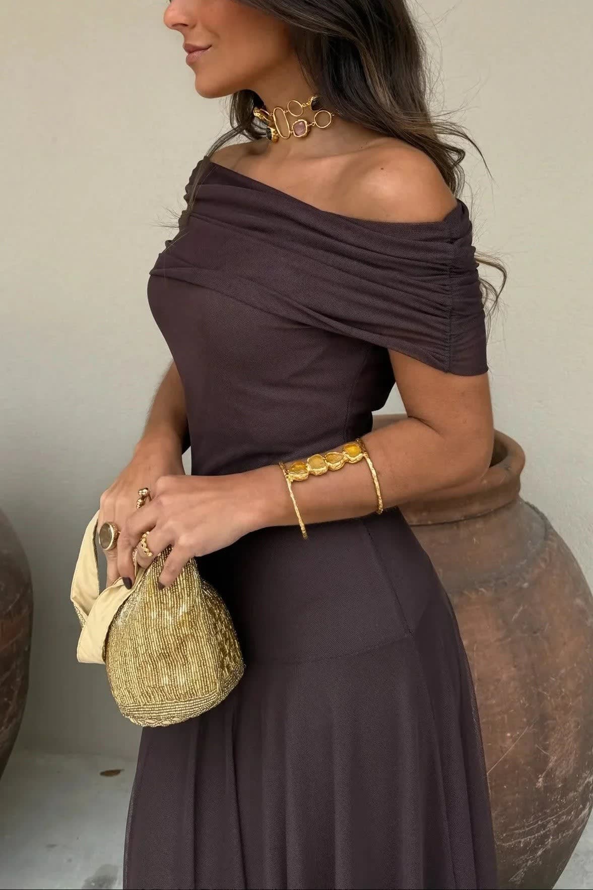 Elena One Shoulder Ruched Maxi Dress
