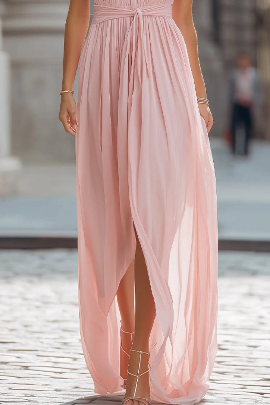 Leonie Pink Floral Halterneck Wedding Guest Maxi Dress_3