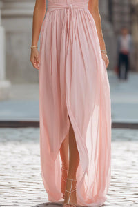 Leonie Pink Floral Halterneck Wedding Guest Maxi Dress