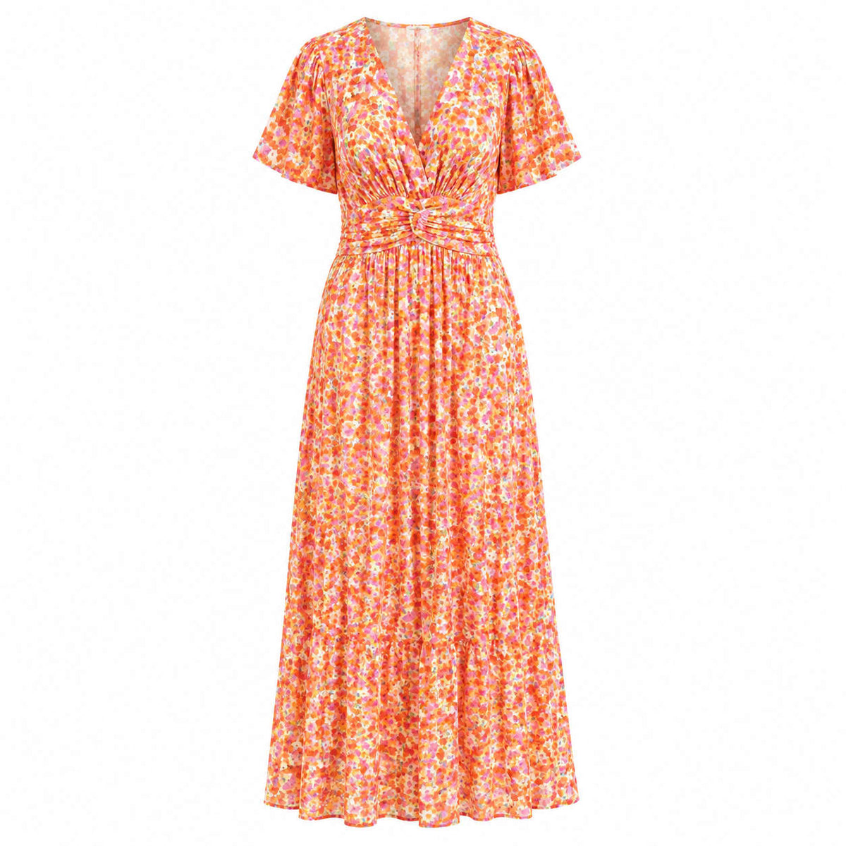 Janet Floral Flutter Sleeve Maxi Dress