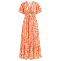 Janet Floral Flutter Sleeve Maxi Dress