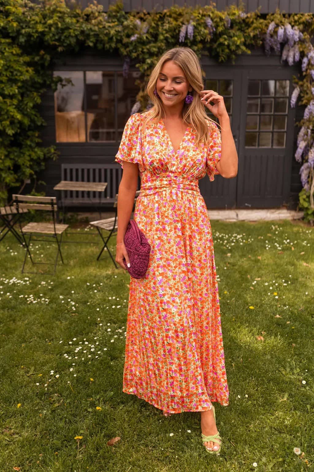 Janet Floral Flutter Sleeve Maxi Dress_3