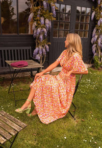 Janet Floral Flutter Sleeve Maxi Dress