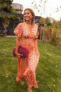 Janet Floral Flutter Sleeve Maxi Dress