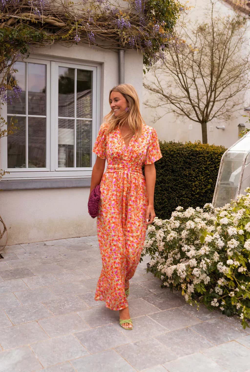 Janet Floral Flutter Sleeve Maxi Dress