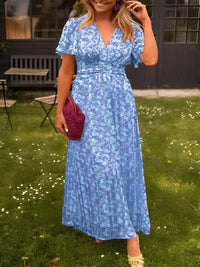 Janet Floral Flutter Sleeve Maxi Dress