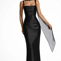 Philippa Strappy Ruched Wedding Guest Maxi Dress
