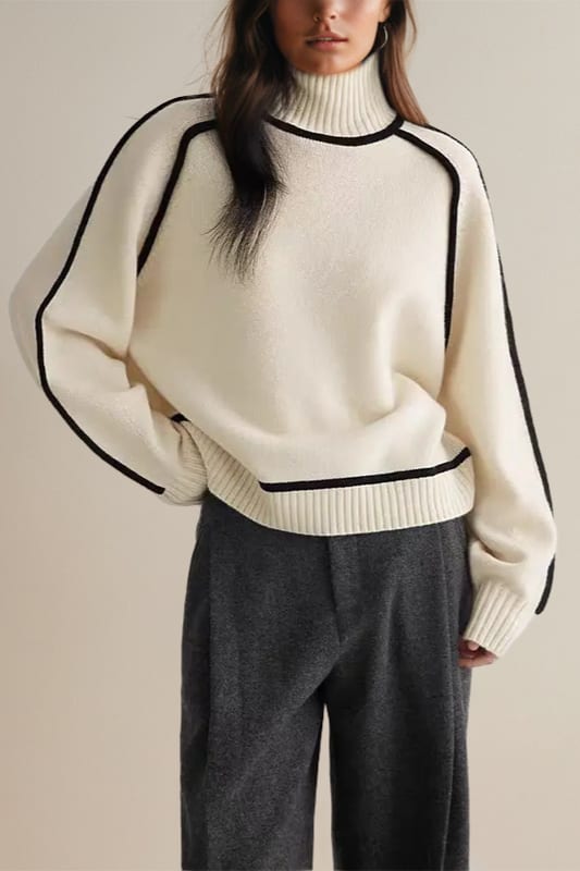 Cala Contrast Piping Turtleneck Sweater