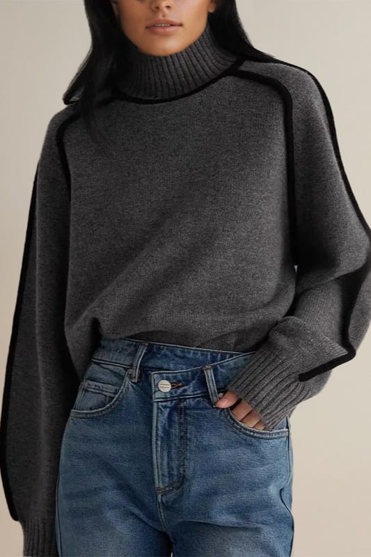 Cala Contrast Piping Turtleneck Sweater