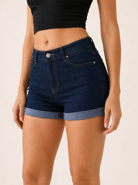 Clementine Barlowe High Waist Cuffed Denim Shorts