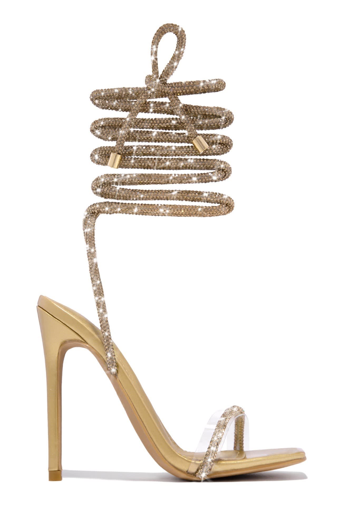 Sloane Rhinestone Lace Up Heels