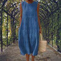 Jarrah Embroidered Round Neck Sleeveless Midi Dress