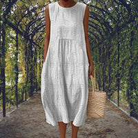 Jarrah Embroidered Round Neck Sleeveless Midi Dress