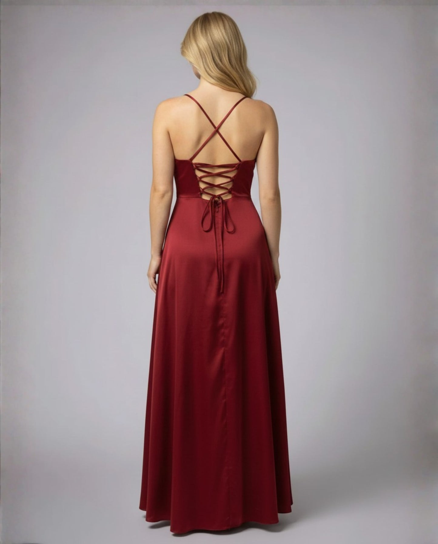 Genevieve Barlowe Sleeveless Satin Slit Evening Maxi Dress_2