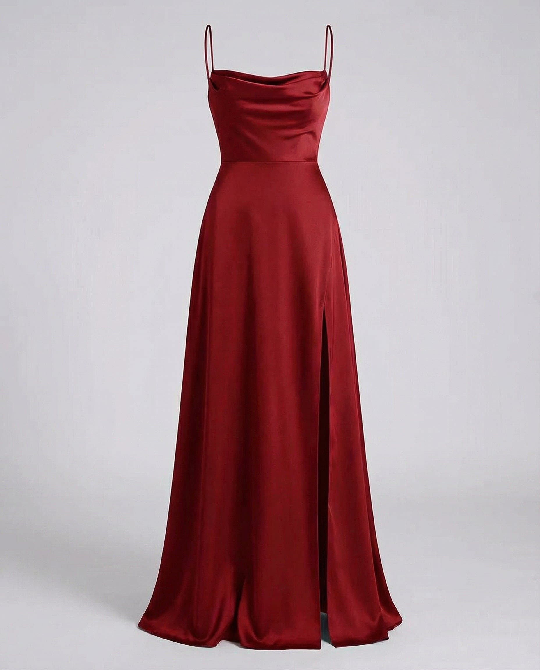 Genevieve Barlowe Sleeveless Satin Slit Evening Maxi Dress