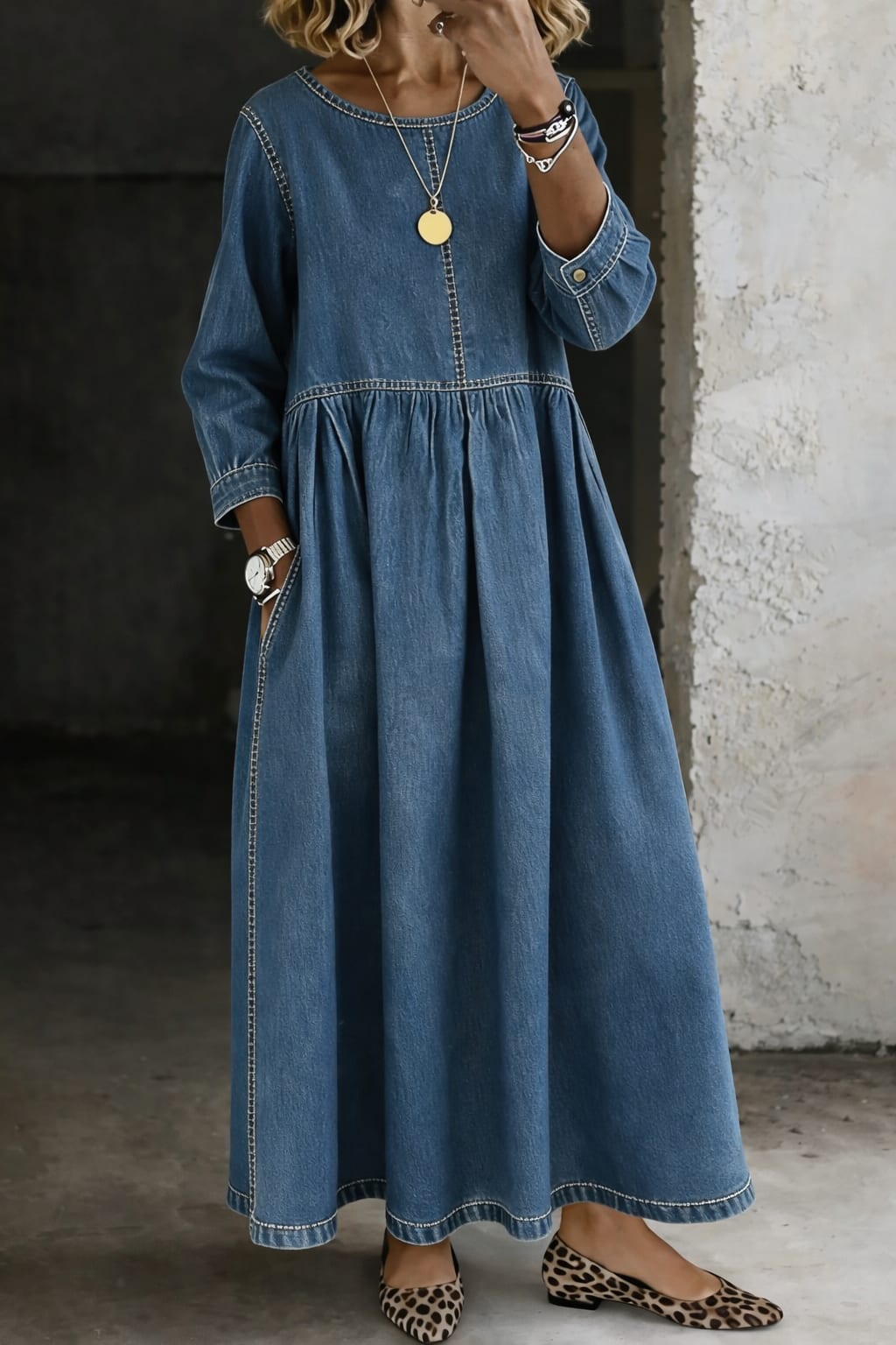 Viviana Denim Relaxed Fit Maxi Dress