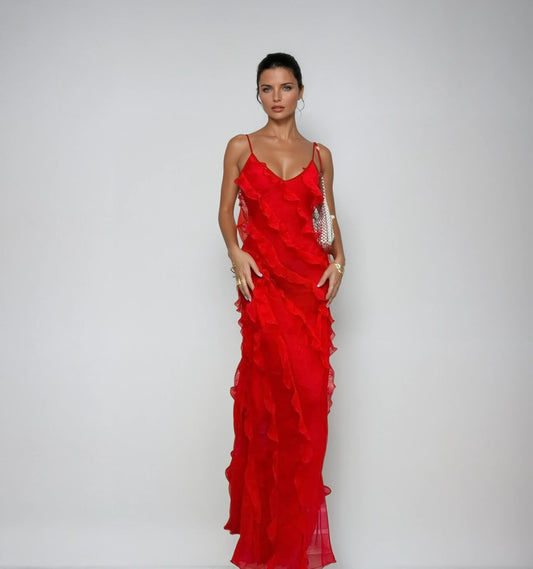 Mairi Chiffon Ruffle Evening Maxi Dress_1