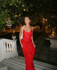 Mairi Chiffon Ruffle Evening Maxi Dress