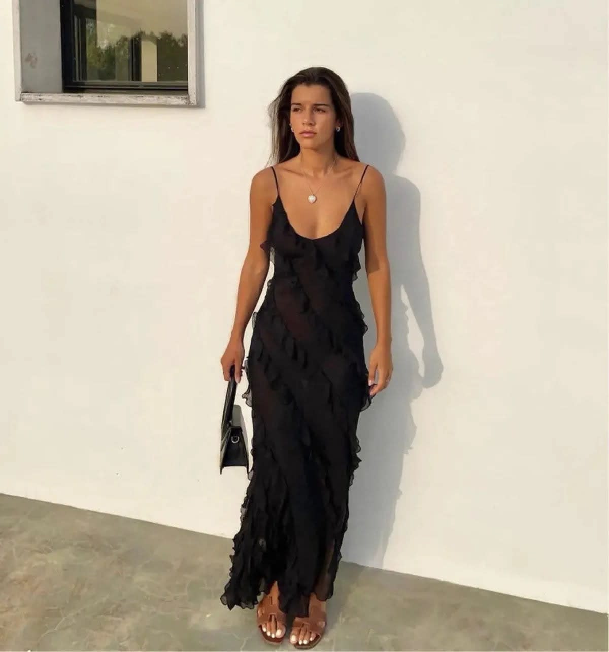Mairi Chiffon Ruffle Evening Maxi Dress_6
