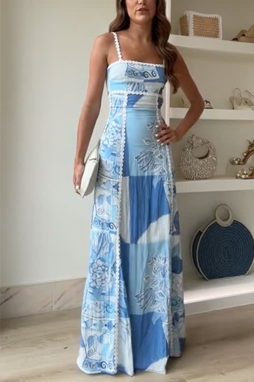 Sarah Wedding Guest Sleeveless Printed Maxi Dress
