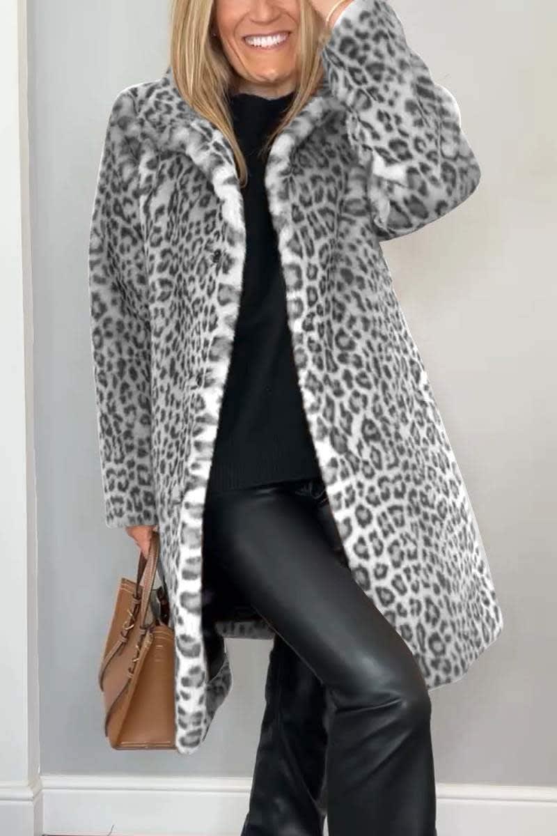 Sinead Leopard Print Faux Fur Coat