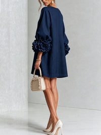 Daniella Button Front Balloon Sleeve Mini Dress