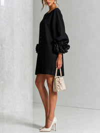 Daniella Button Front Balloon Sleeve Mini Dress