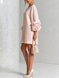 Daniella Button Front Balloon Sleeve Mini Dress