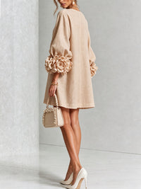 Daniella Button Front Balloon Sleeve Mini Dress