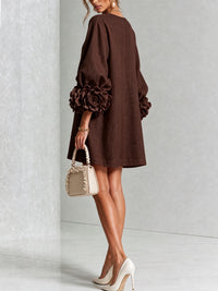 Daniella Button Front Balloon Sleeve Mini Dress