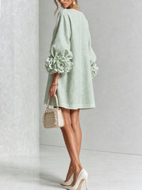Daniella Button Front Balloon Sleeve Mini Dress