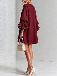 Daniella Button Front Balloon Sleeve Mini Dress