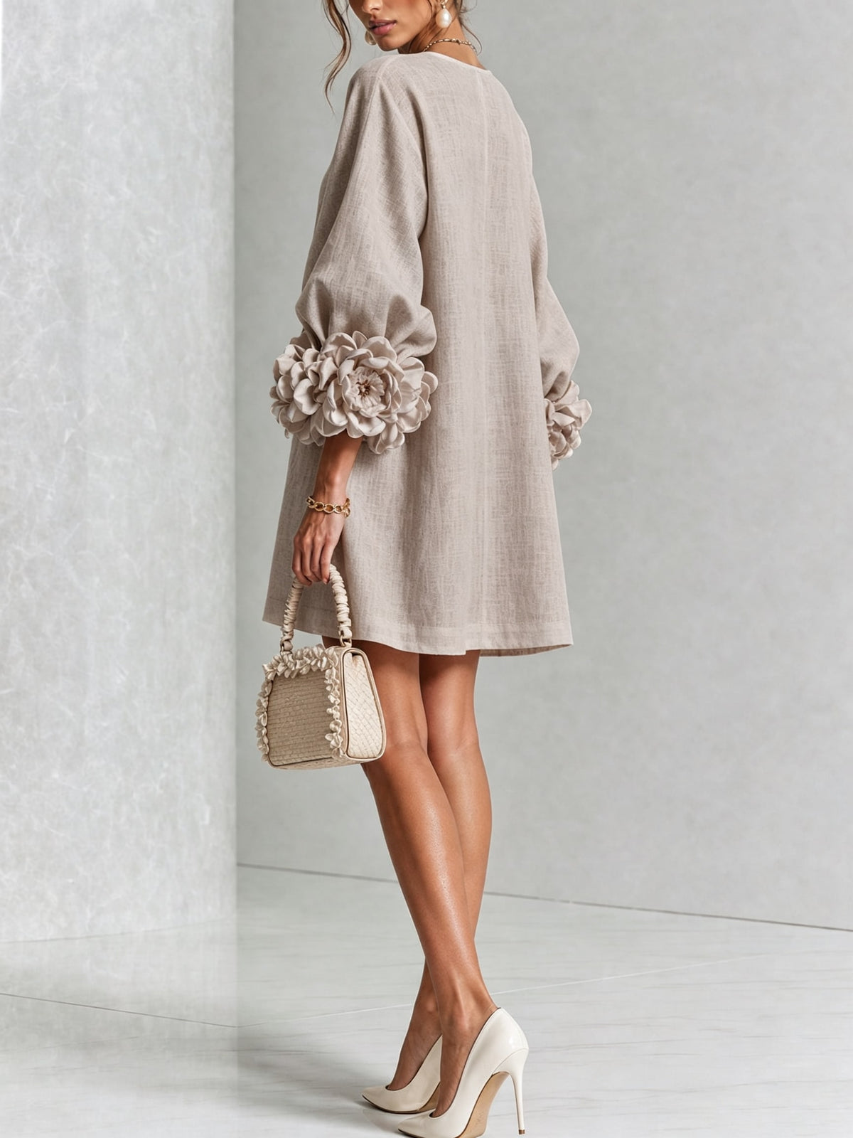Daniella Button Front Balloon Sleeve Mini Dress_41
