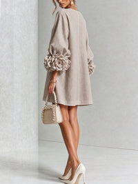 Daniella Button Front Balloon Sleeve Mini Dress