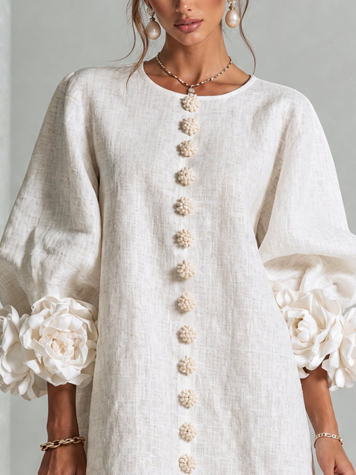 Daniella Button Front Balloon Sleeve Mini Dress_5