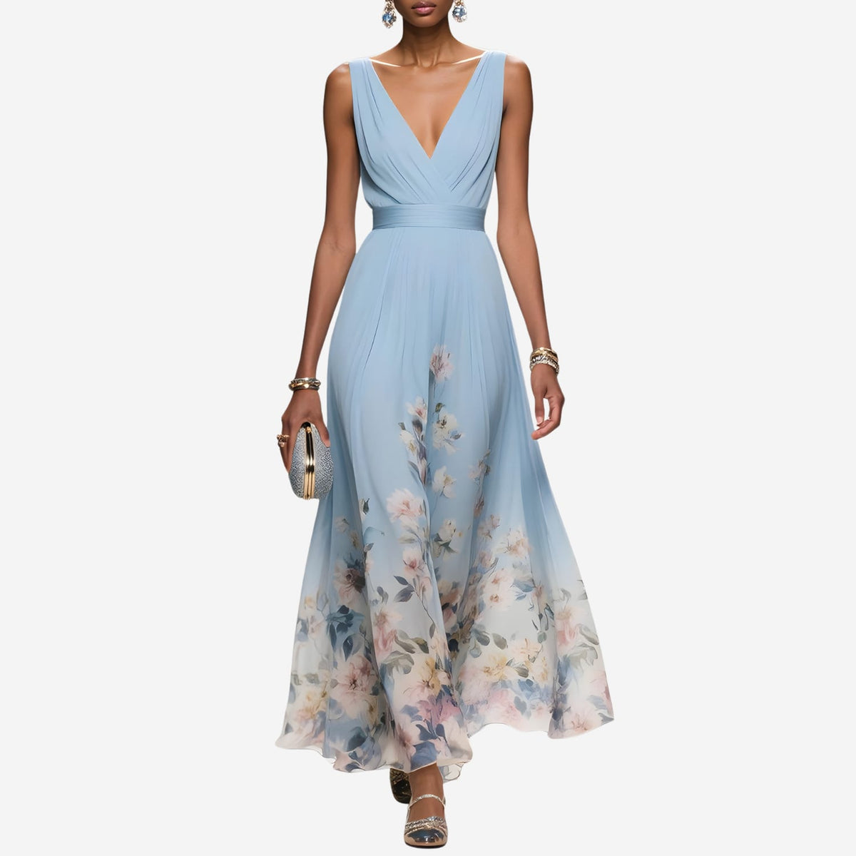Jonquil Floral Chiffon Wedding Guest Maxi Dress_1