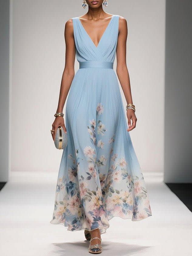 Jonquil Floral Chiffon Wedding Guest Maxi Dress_12