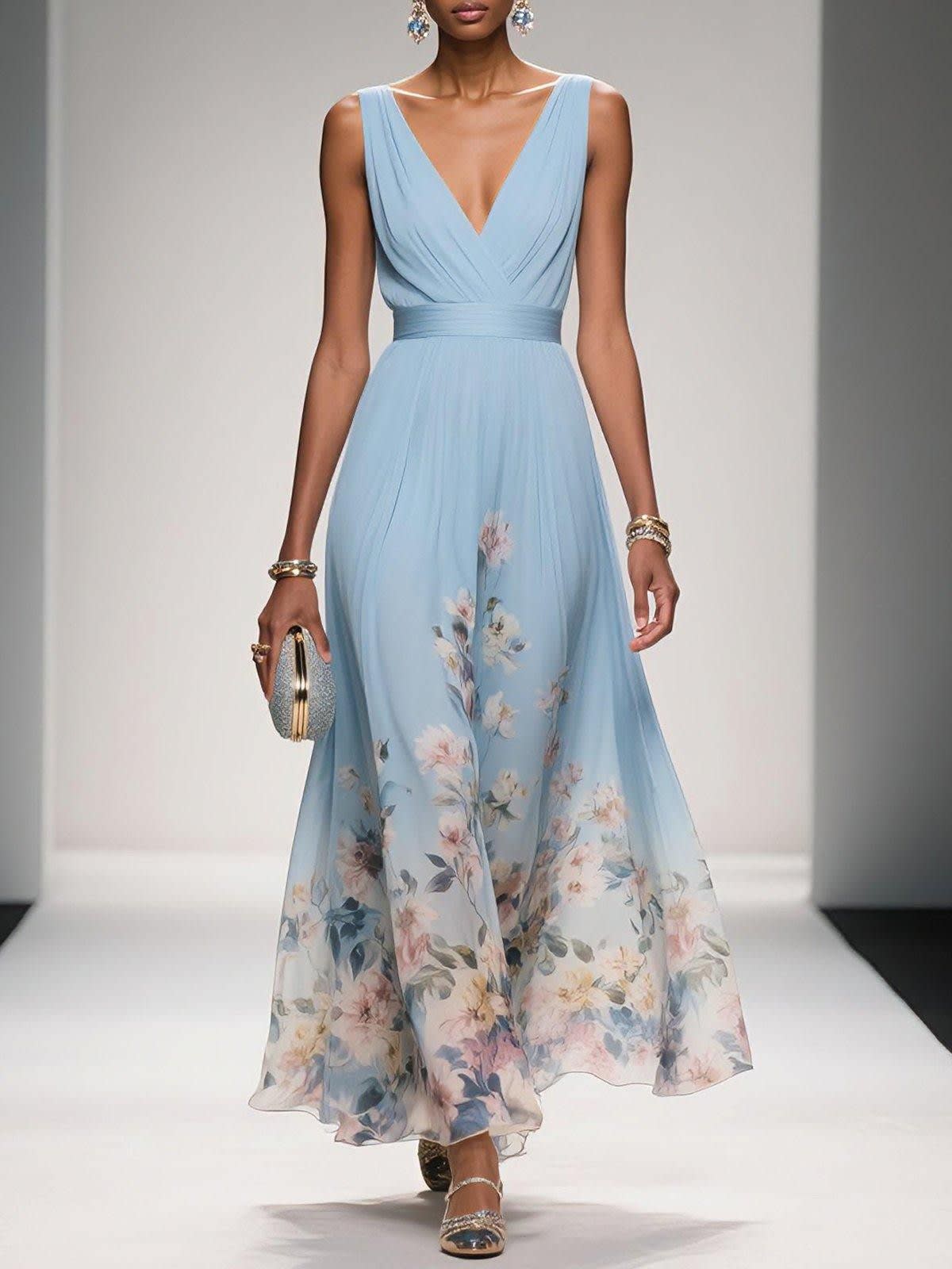 Jonquil Floral Chiffon Wedding Guest Maxi Dress_2